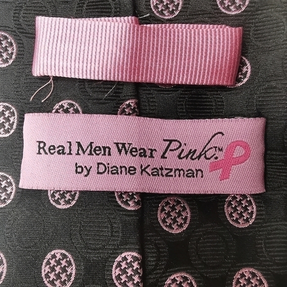 Real Men Wear Pink Breast Cancer Awareness Long Neck Tie 100% Silk - Picture 4 of 11